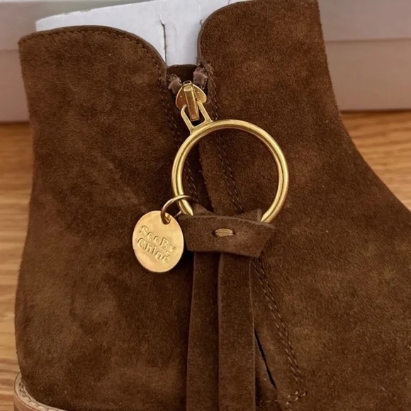 See By Chloé NIB Louise Flat Suede Booties (38/8) - Picture 12 of 16